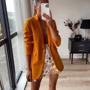 Zara Orange Fitted Blazer Size S Bloggers Favorite